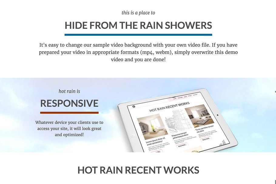 经典简约型自适应Joomla网站模板素材库精选 Hot Rain插图(2)