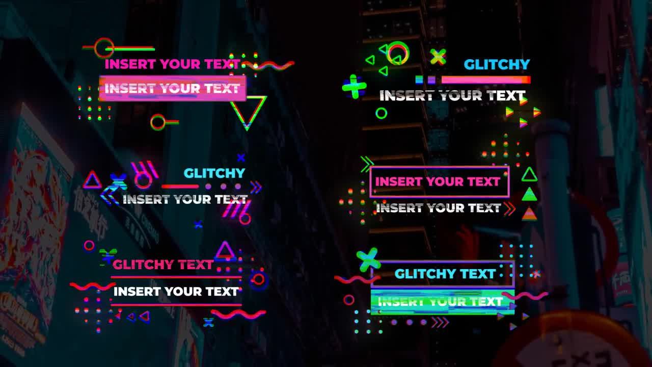 时尚多彩的毛刺低三分之二标题素材库精选AE模板