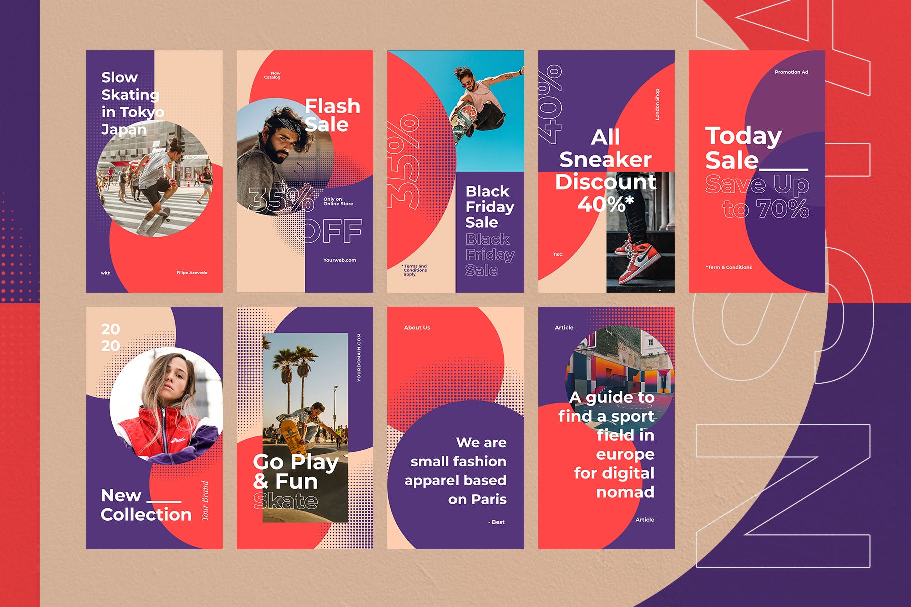 流行风格Instagram社交媒体品牌故事推广设计模板素材库精选 Sporta – Instagram Stories Template插图(2)