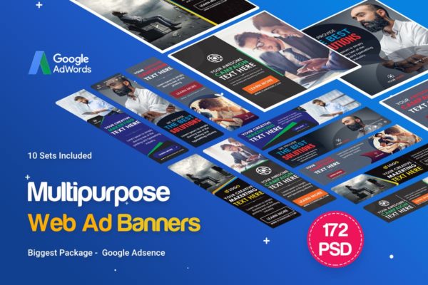 172个多用途商业广告Banner素材库精选广告模板 Multipurpose Banners Ad – 172PSD [ 10 Sets ]
