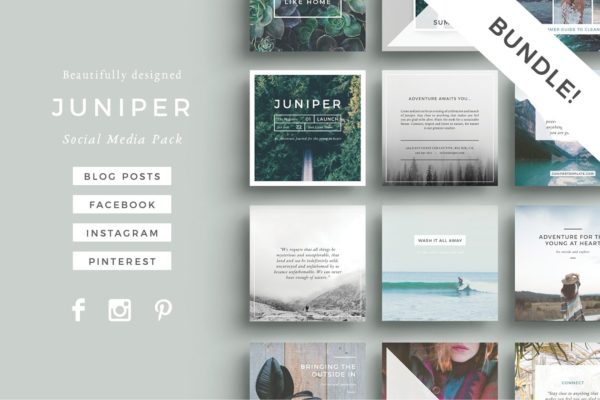 社交媒体风景类贴图模板素材库精选 J U N I P E R Social Media BUNDLE