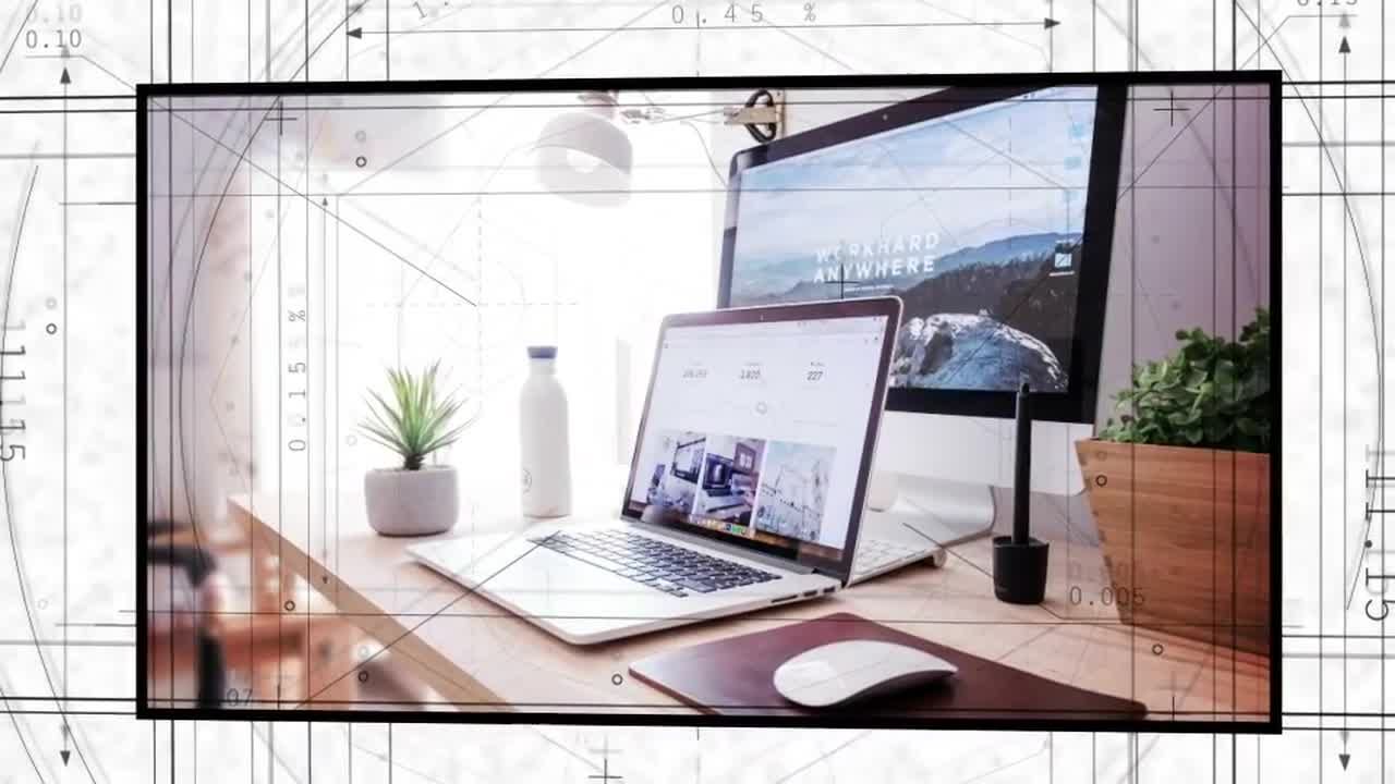 艺术建筑图纸清洁幻灯片素材库精选AE模板