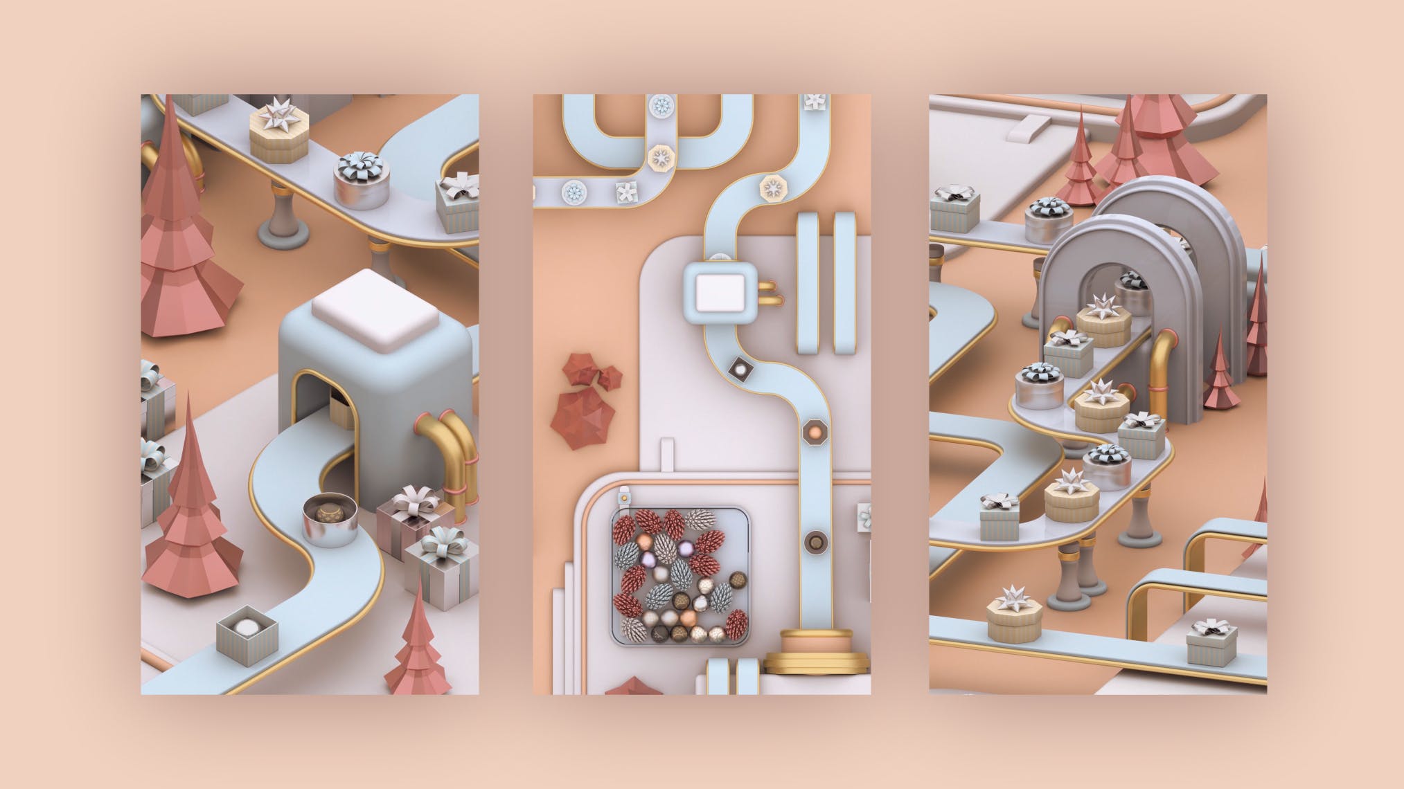 圣诞节3D建模工厂场景背景品牌故事/促销广告模板 Christmas Stories插图(3)