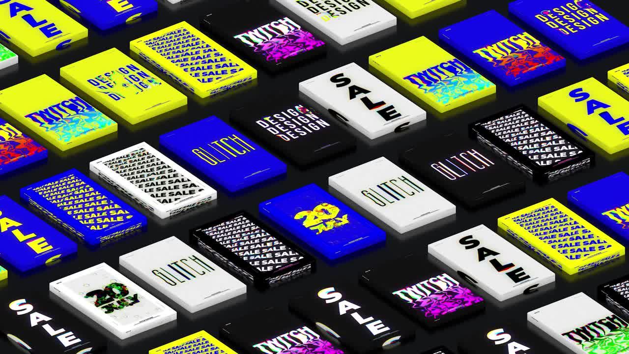 波浪小故障海报素材库精选AE模板