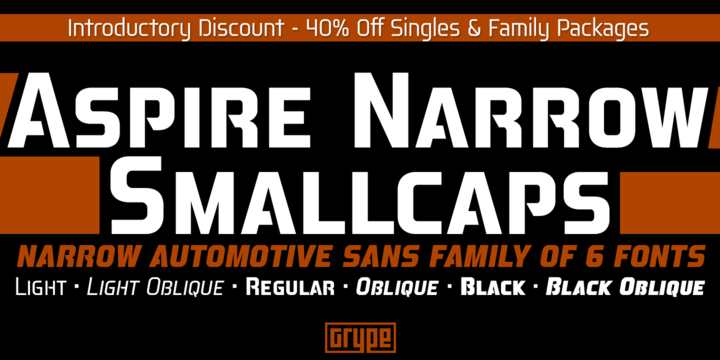 Aspire Narrow Small Caps Font Family素材之家精选英文字体