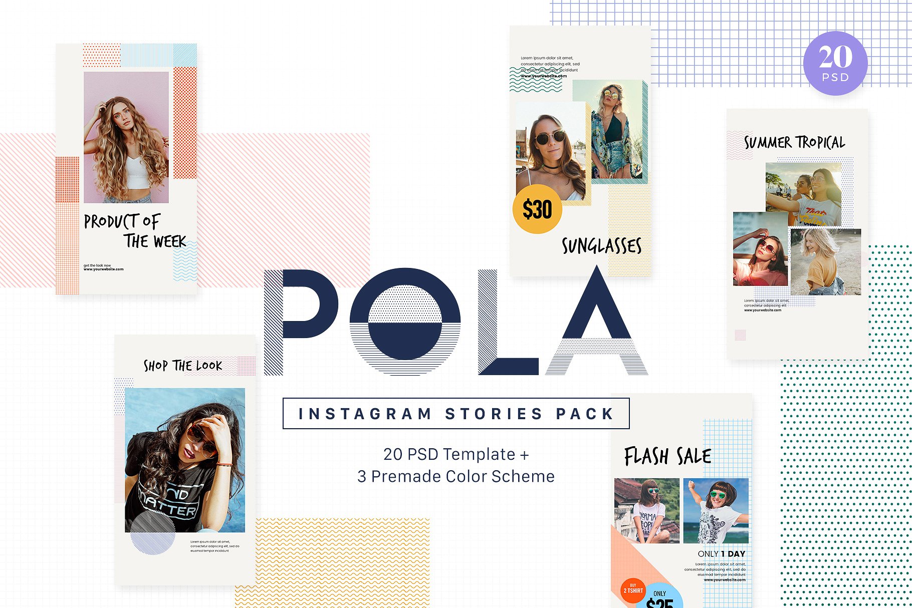 Instagram社交媒体故事贴图模板素材库精选套装 Instagram Stories Pack – POLA插图(1)