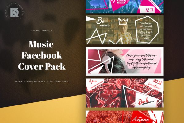 音乐节/音乐演出活动Facebook主页封面设计模板素材库精选 Music Facebook Cover Pack