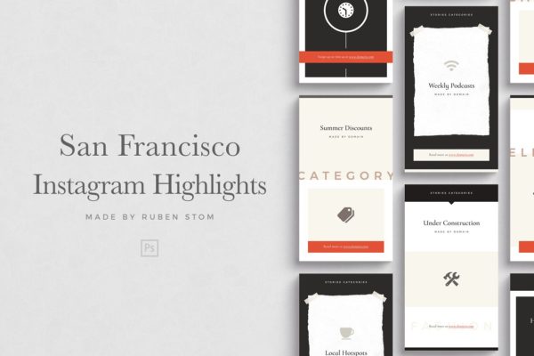 Ins社交电商热点贴图模板素材库精选 San Francisco Instagram Highlights