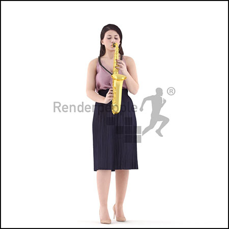 吹萨克斯风的女人素材之家精选3D模型