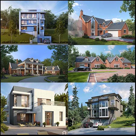 19款欧式别墅建筑外景素材之家精选3D模型