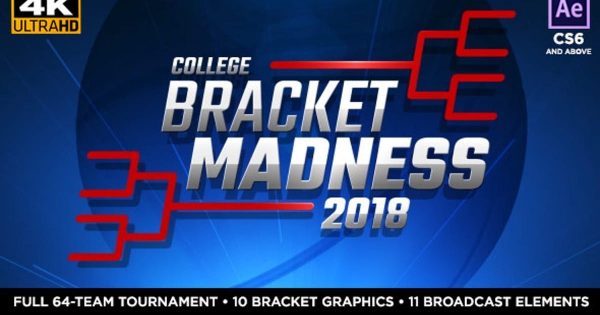 全国高校篮球比赛节目片头素材库精选AE模板 College Basketball Bracket Madness