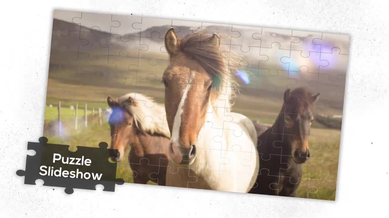 闪烁的折叠拼图幻灯片Pr模板