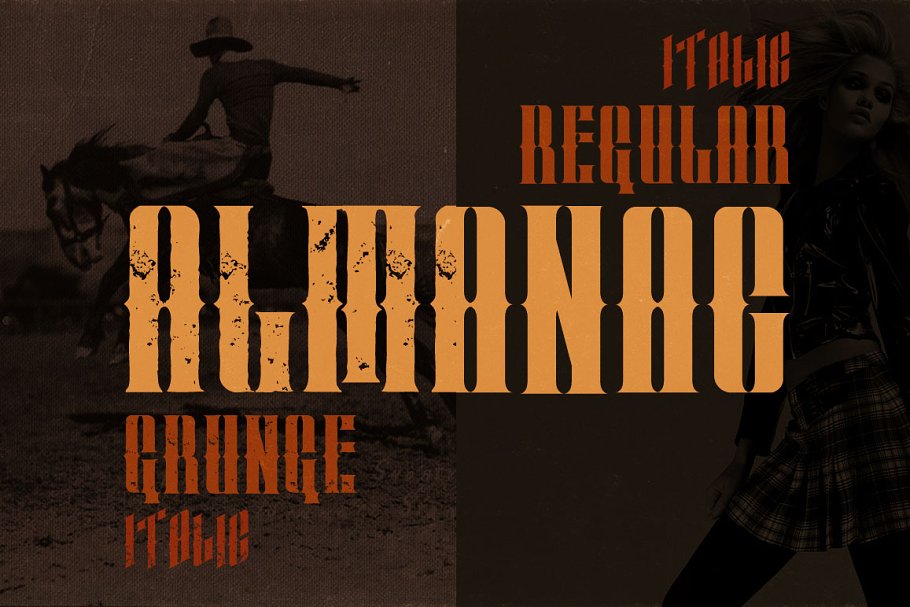 4款复古效果海报标题字体下载 Almanac – 4 Vintage Style Fonts插图