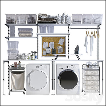 洗衣房洗衣机和置物架等素材之家精选3D模型