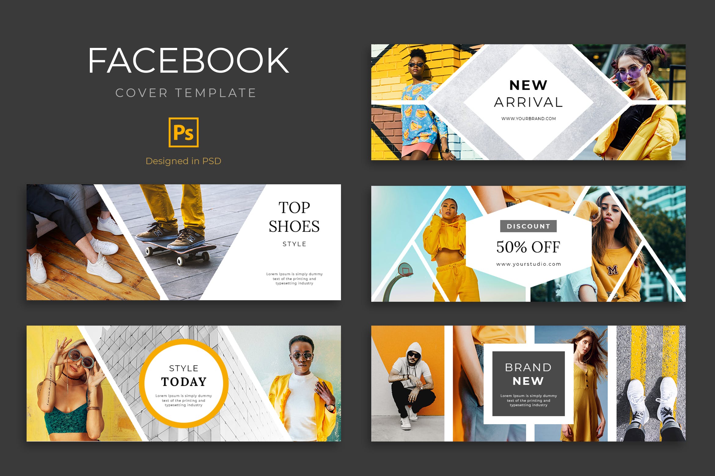 都市时尚品牌营销推广Facebook主页封面设计模板素材库精选 Urban Fashion Facebook Cover Template插图