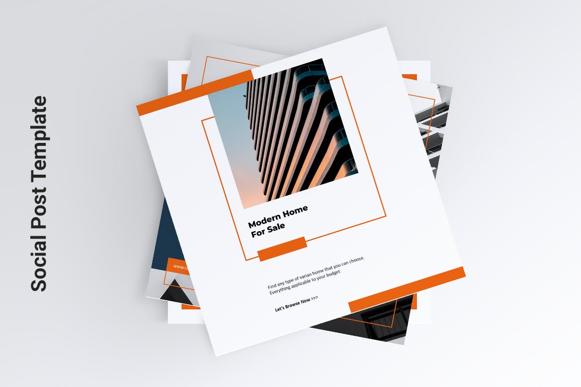 房地产销售租赁Instagram&Facebook社交贴图设计PSD模板素材库精选 RASAMALA Real Estate Instagram & Facebook Post插图(1)