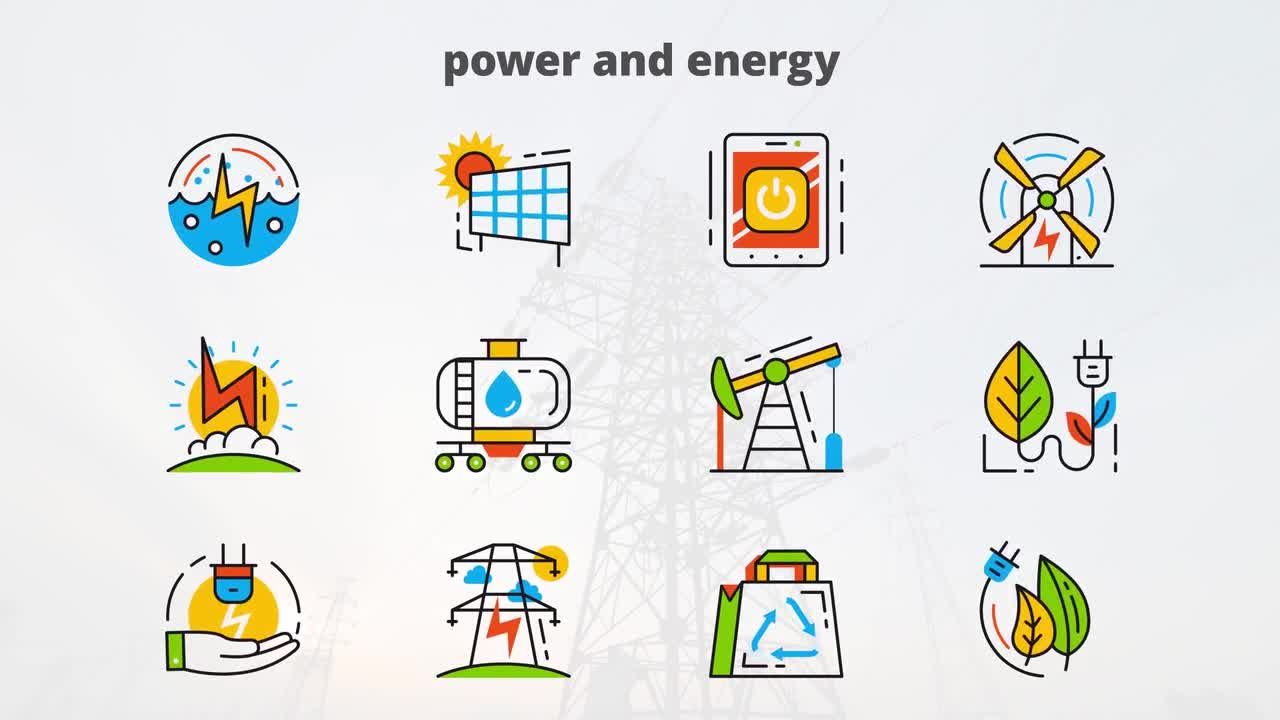 多彩和富有创意的动画图标集合素材库精选AE模板