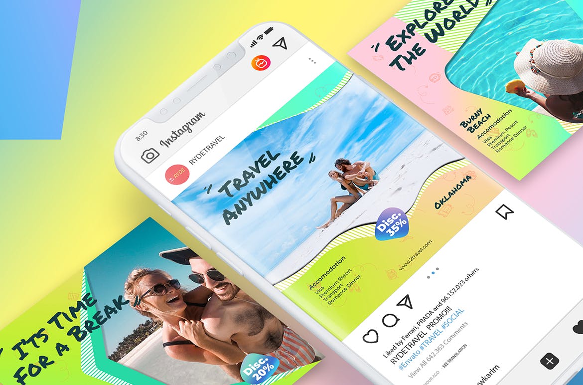 社交媒体新媒体旅游素材库精选广告模板 Social Media Traveller Minimalis插图(3)