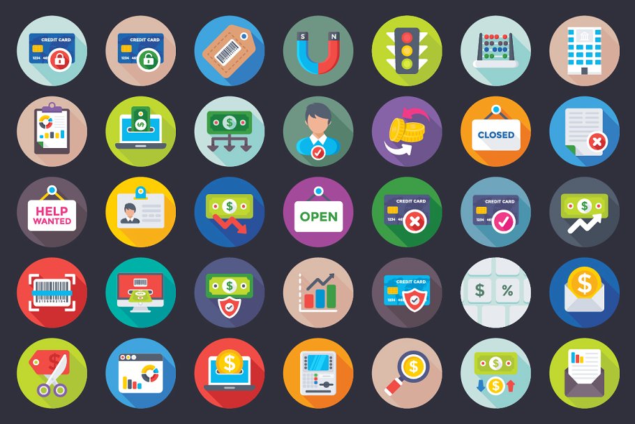 398个金融银行相关机构扁平化图标 398 Banking and Finance Flat Icons插图(9)
