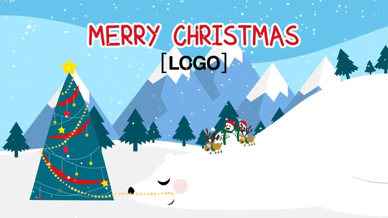 动态动画雪人和驯鹿标语Logo 素材库精选AE模板