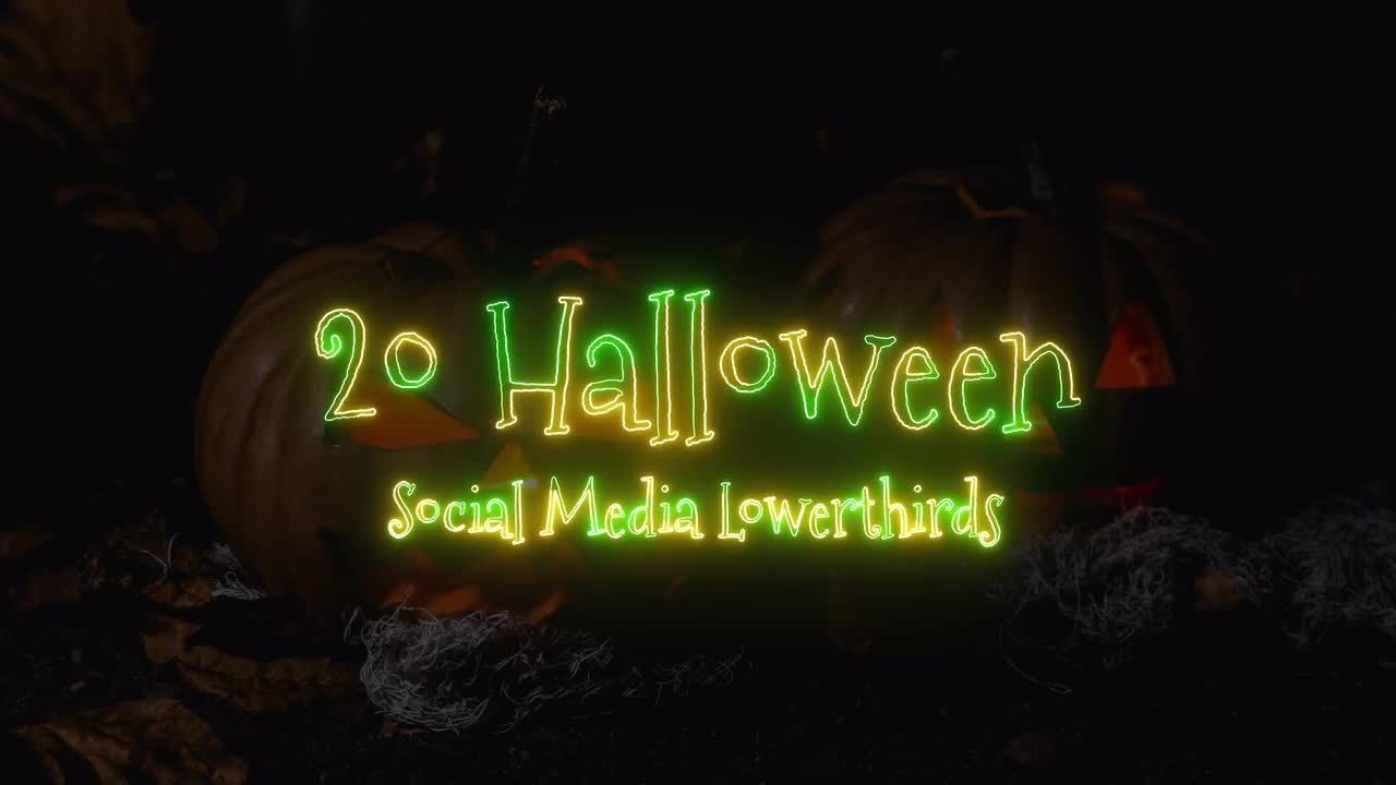 万圣节霓虹灯社交媒体下三分之一素材库精选AE模板