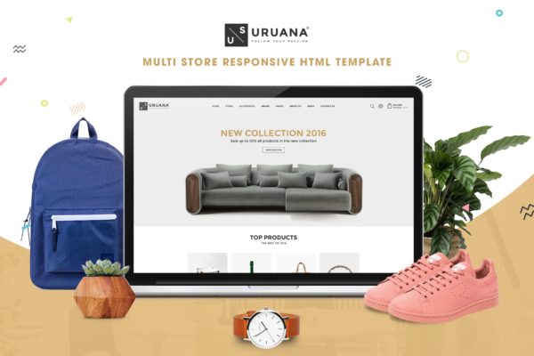优雅简约多用途电子商务HTML网上商城模板素材库精选 Uruana | Multi Store Responsive HTML Template