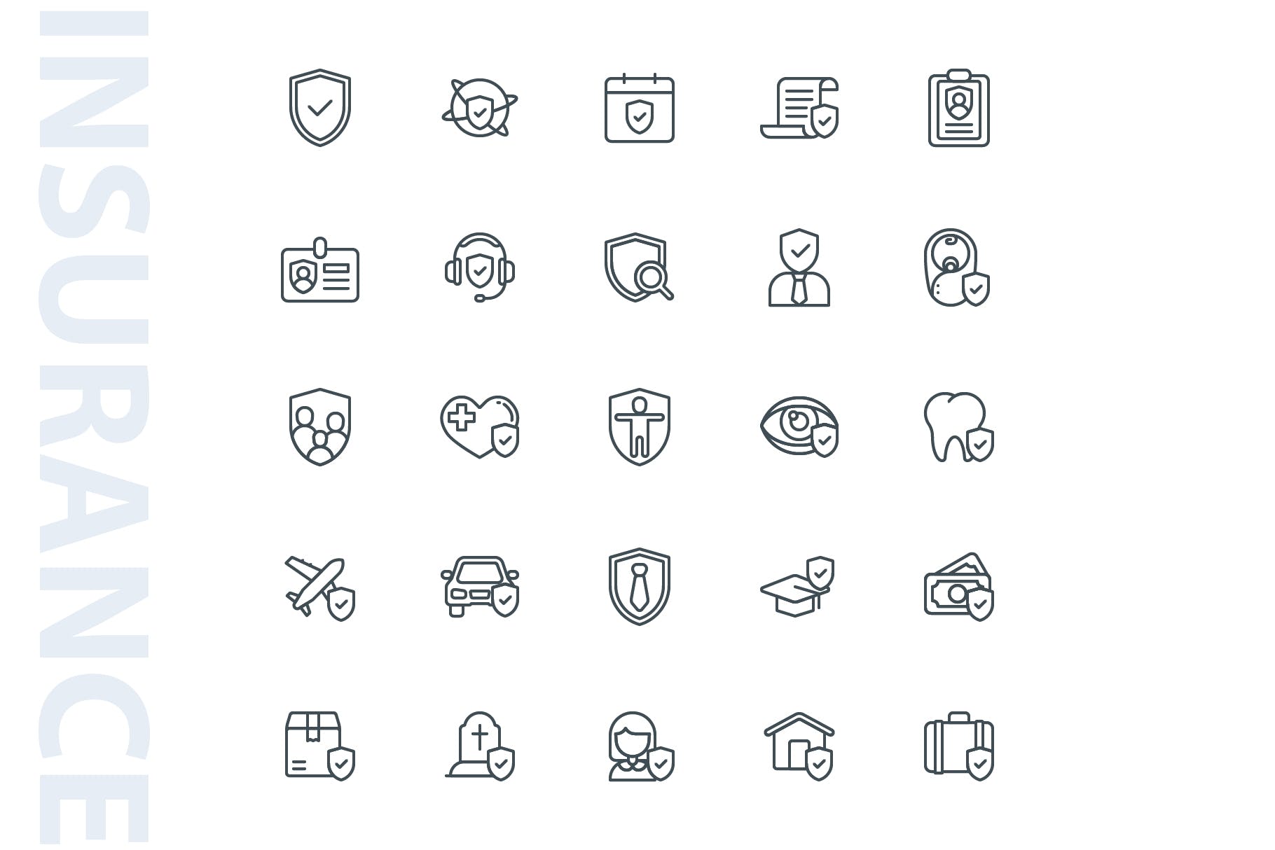 25枚保险行业线性素材库精选图标素材 Insurance Lineart插图(3)