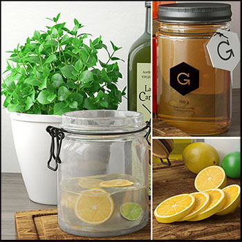 柠檬片 蜂蜜 橄榄油砧板素材之家精选3D模型