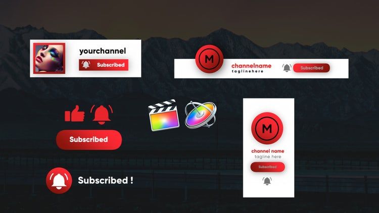 5个干净时尚的YouTube订阅元素素材库网精选fcpx模板