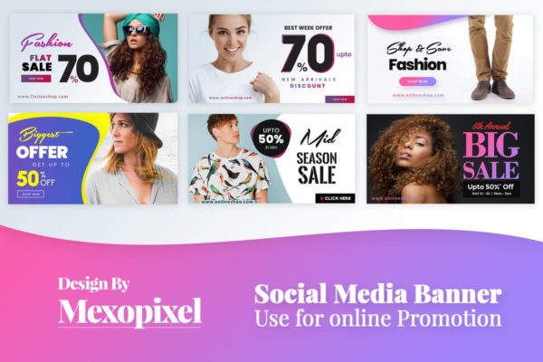 社交媒体Banner广告促销PSD模板素材库精选 Social Media Banner For Promotional PSD Templates