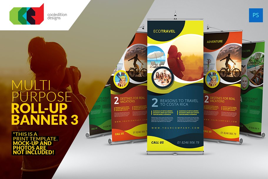 多用途易拉宝素材库精选广告模板3 Multipurpose Roll-Up Banner 3插图