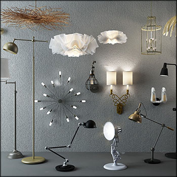 现代壁灯台灯吊灯灯具组合素材之家精选3D模型