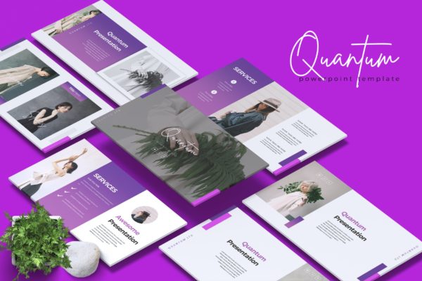 时尚/摄影公司作品集PPT幻灯片模板 QUANTUM – Company Profile Powerpoint Template