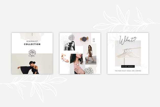 社交新媒体时尚潮流主题广告PSD动画模板v1 ANIMATED Instagram Posts – Pure插图(4)