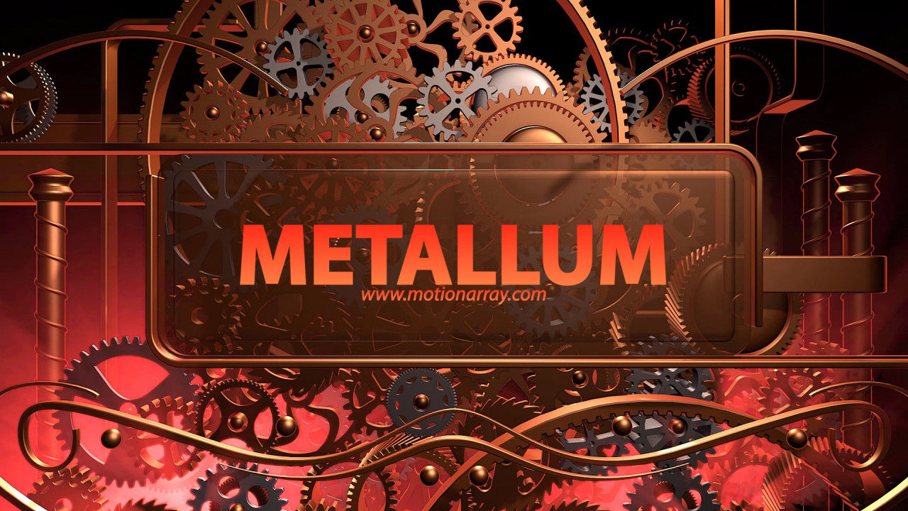 金属机械3D齿轮徽标显示素材库精选AE模板