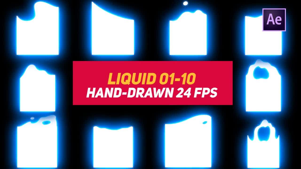 10款流动液体风格MG动态元素预告片素材库精选AE模板