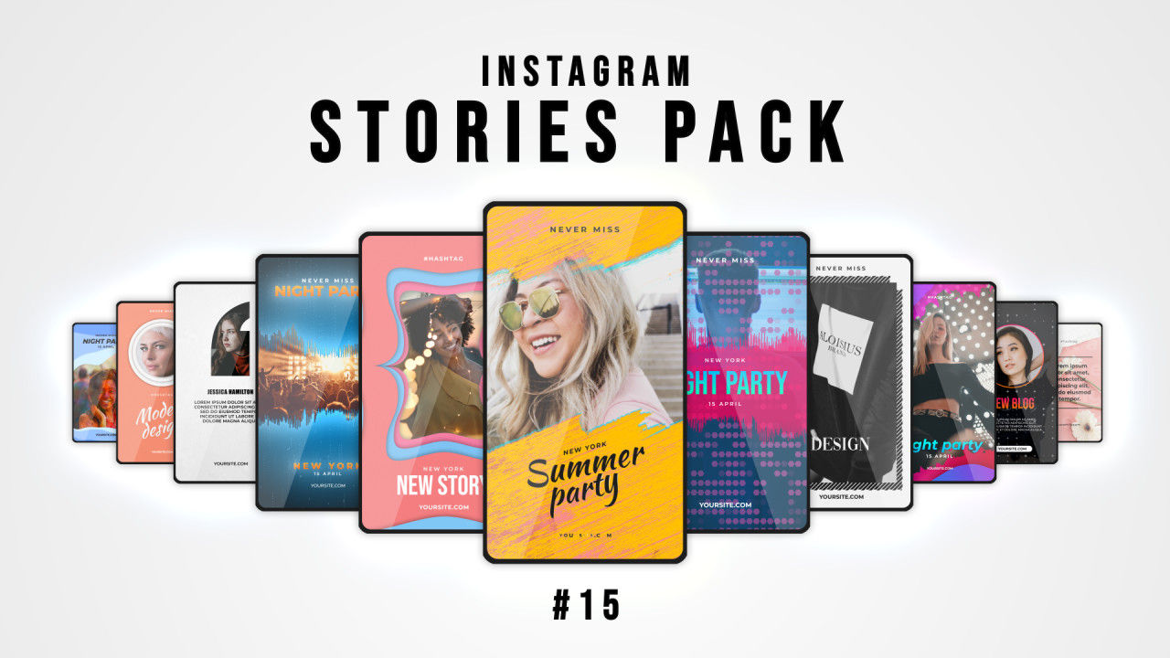 12个设计时尚的ins故事动画素材库精选AE模板