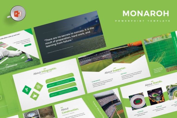 足球场介绍/足球主题PPT幻灯片模板 Monaroh – Powerpoint Template