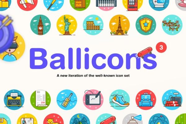 250枚创意多彩图标合集 Ballicons 3 Icon Pack