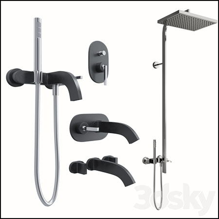 卫生间洗浴用具莲蓬头花洒水龙头等素材之家精选3D模型