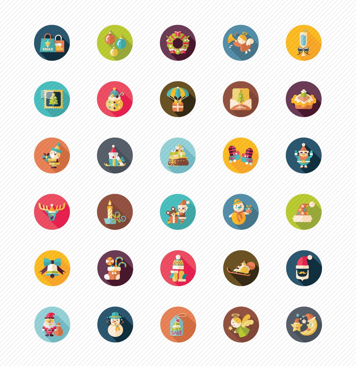 65枚圣诞节节日主题扁平设计风格图标素材 Christmas Flat Icon Set插图(2)