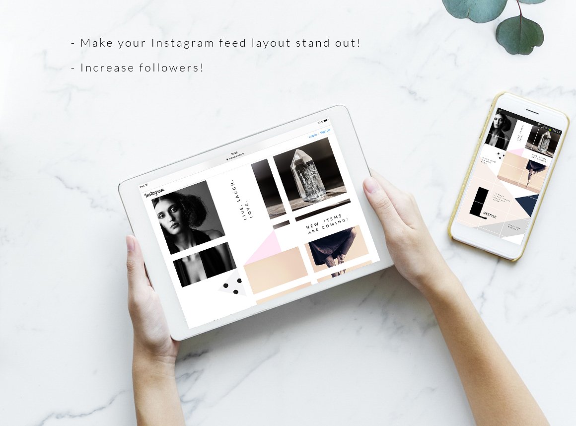 时尚高端几何形状布局的Instagram模板素材库精选 Instagram PUZZLE template -Geometric [psd]插图(3)
