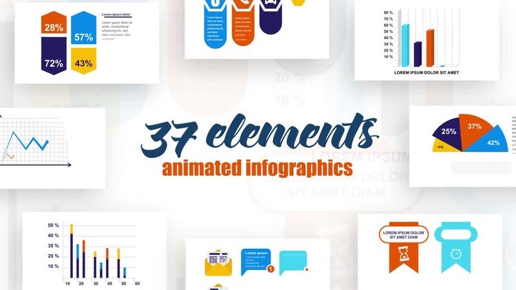 37个干净创意的信息图表元素素材库精选AE模板