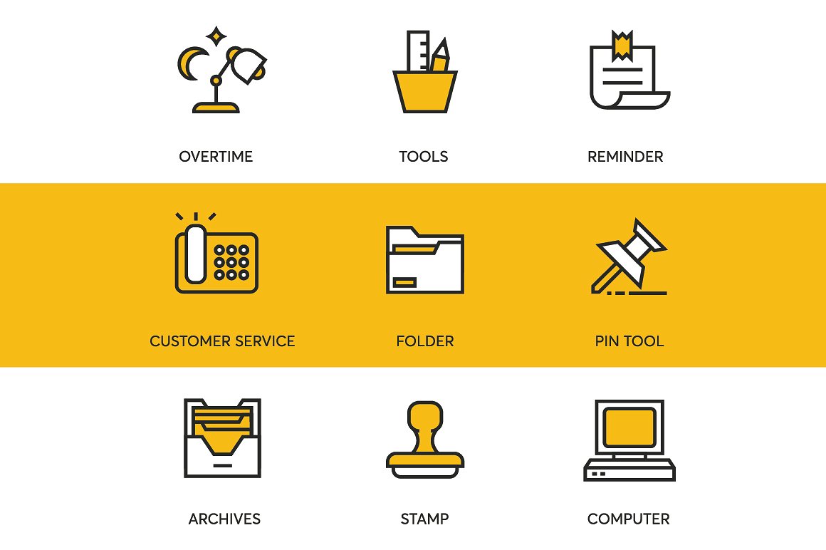 48枚办公类图标(Ai, EPS, PNG, SVG, PSD 多格式)插图(2)