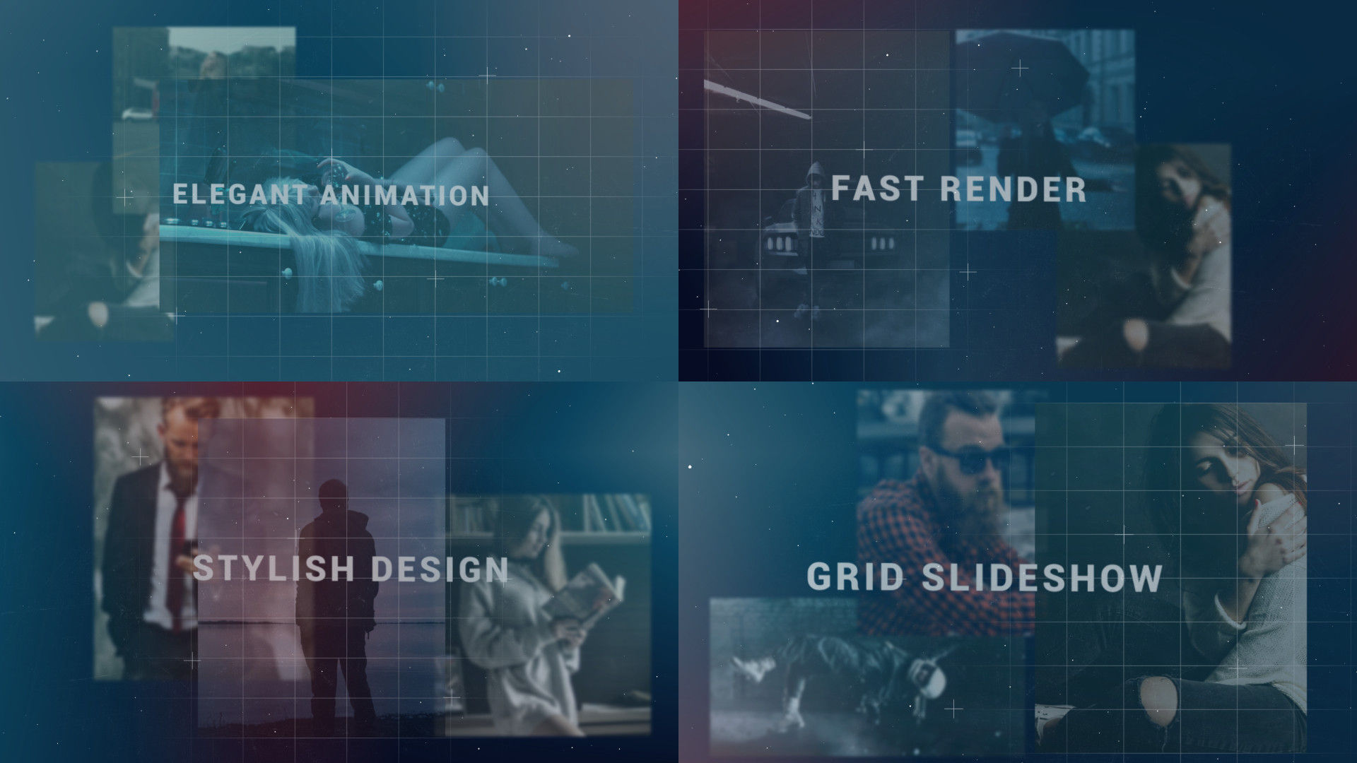 现代简单创意的网格幻灯片素材库精选AE模板