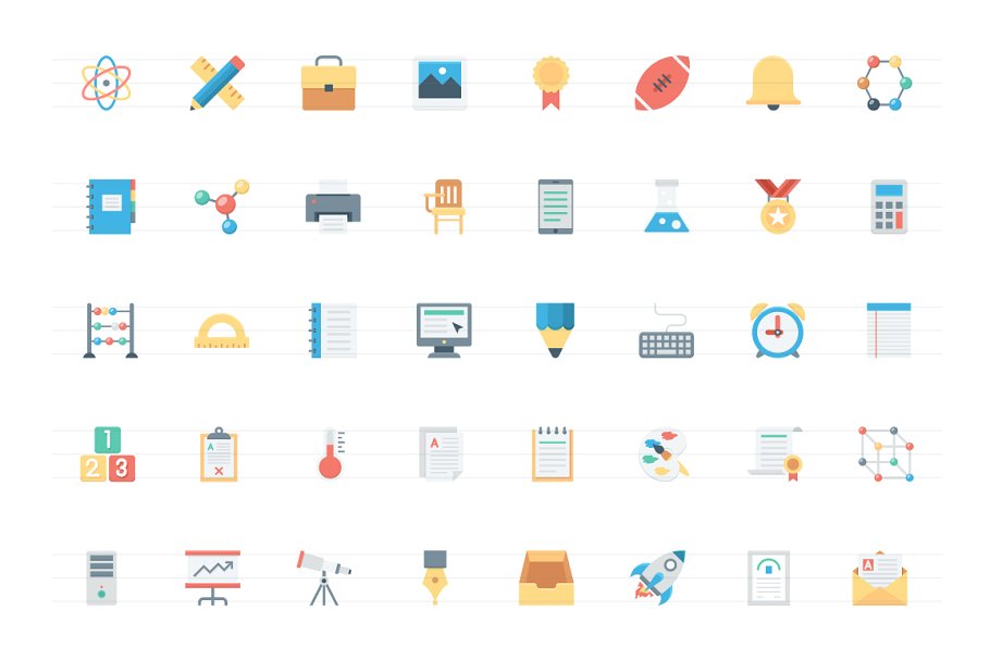 168枚教育和学习主题扁平化图标 168 Flat Education and Learning Icon插图(1)