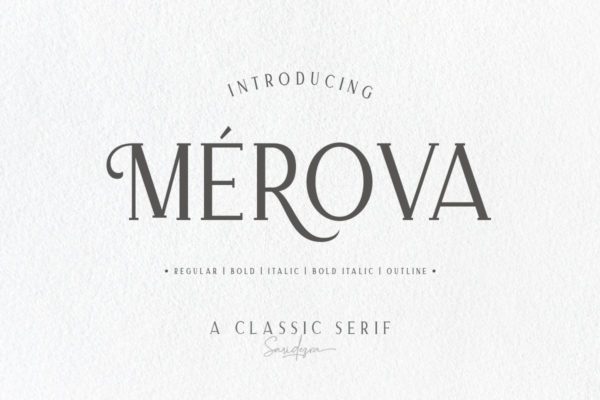 经典优雅外观衬线英文字体下载 Merova – Classic Serif (5 Fonts)