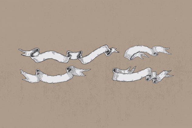 16款手绘风格Banner＆丝带模板 Hand Drawn Banners & Ribbons插图(3)