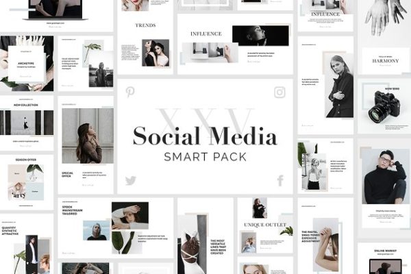 博客&amp;社交媒体通用贴图模板素材库精选大合集 Smart Social Media Pack