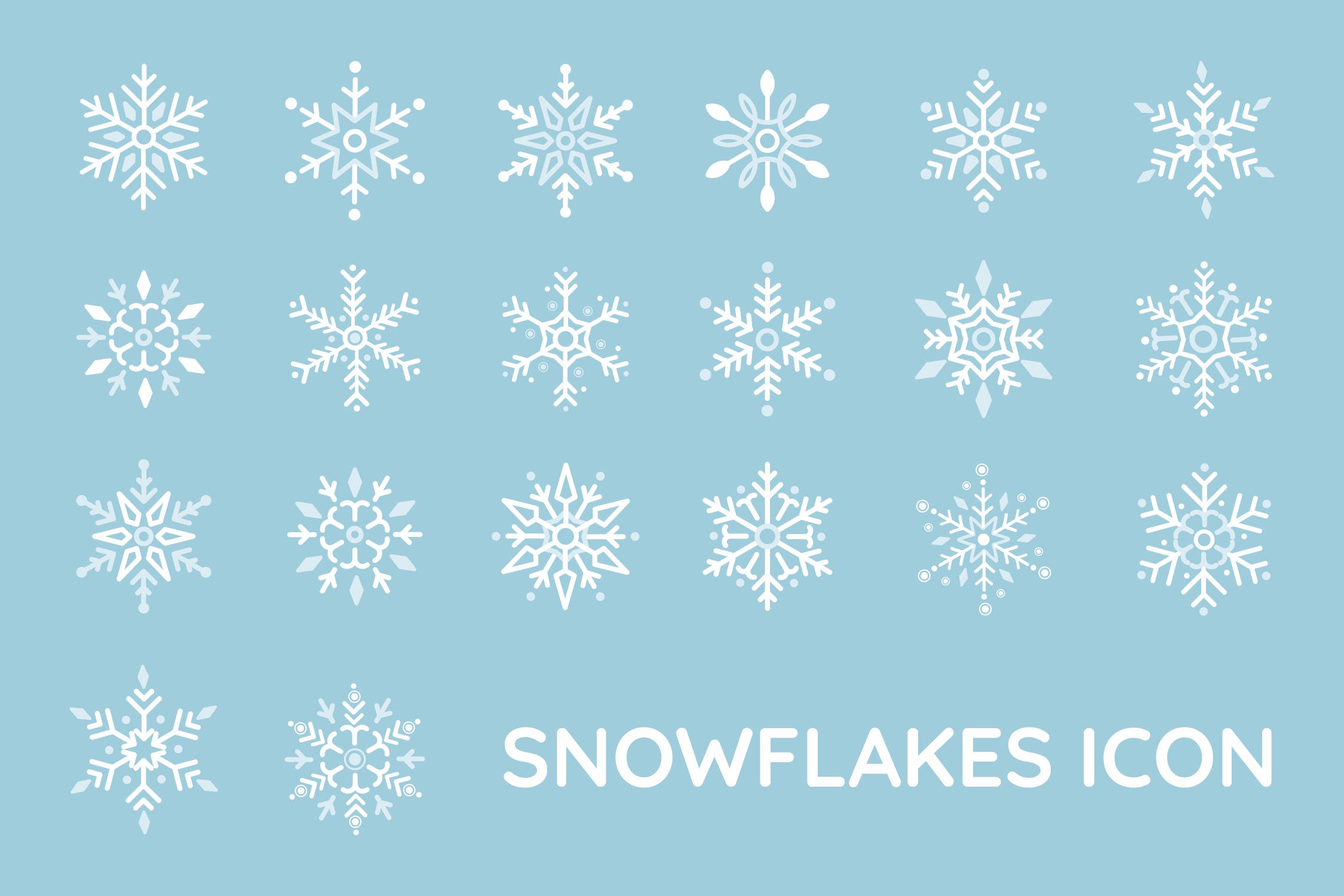 20种雪花图形矢量素材库精选图标 Snowflakes Icon插图